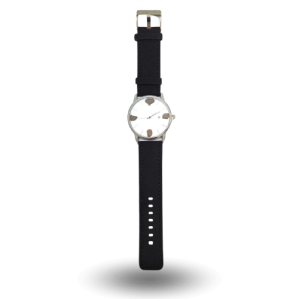 Montre météorite NWA 14093 – Bracelet cuir noir & cadran blanc