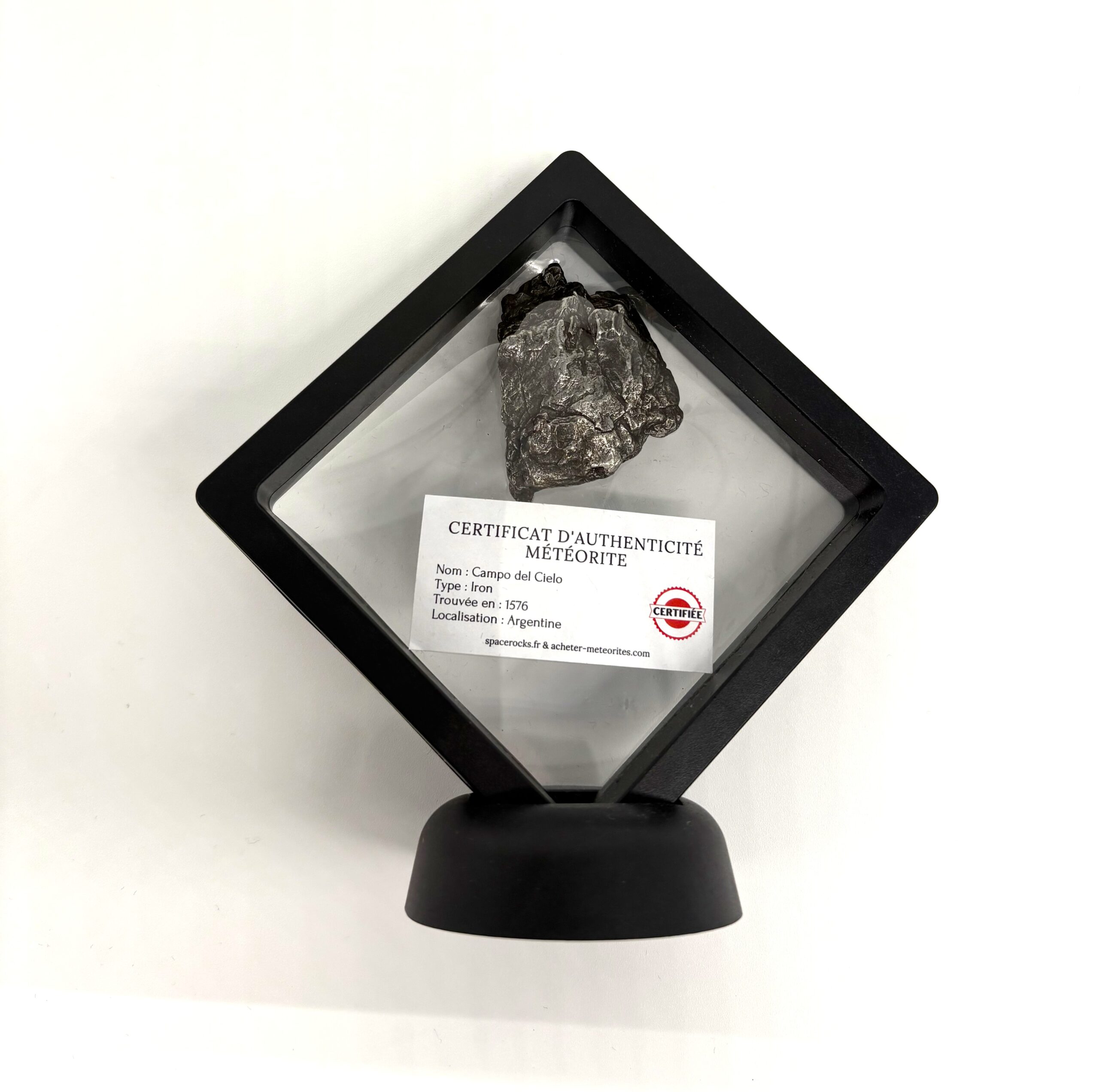 Decoración de meteorito Campo del Cielo en caja transparente - idea original (1)