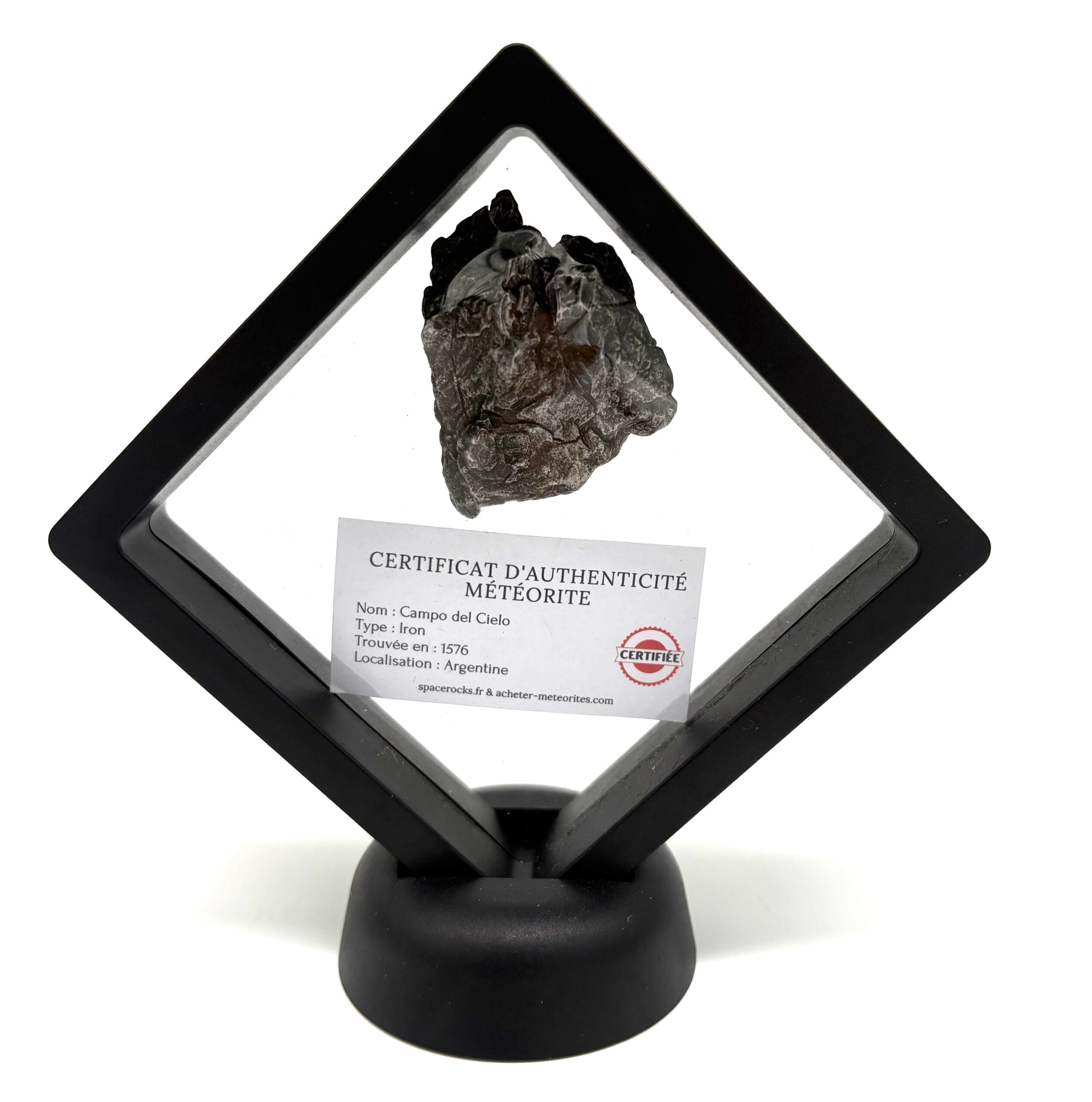 Decoración de meteorito Campo del Cielo en caja transparente - idea original (2)