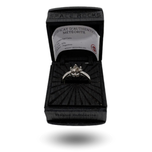 Bague cosmique Campo del Cielo argentée – écrin en bois