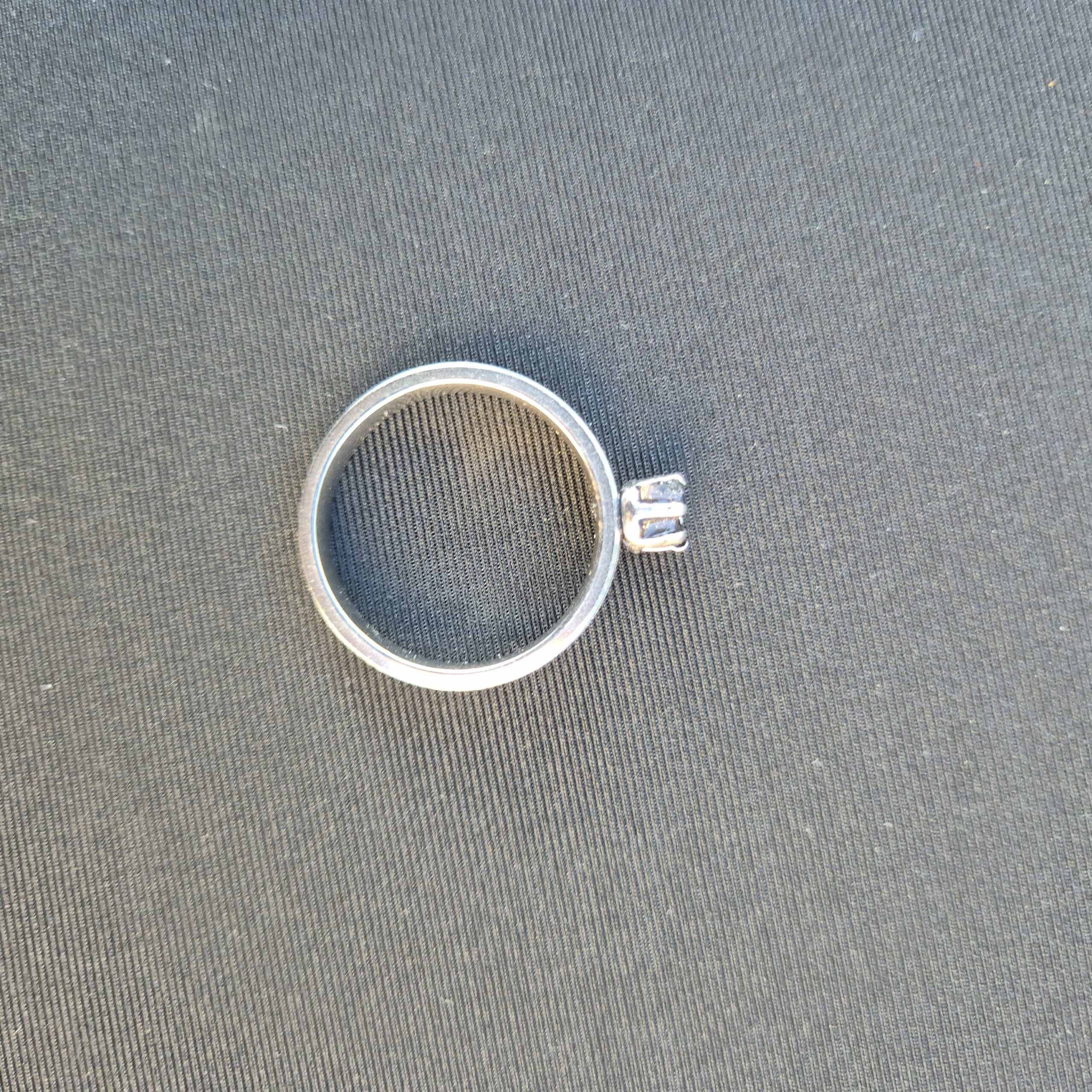 Bague design argentée double bande et météorite NWA 13290 (2)