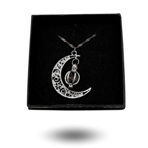 Collar lunar de plata inoxidable con meteorito de Campo del Cielo