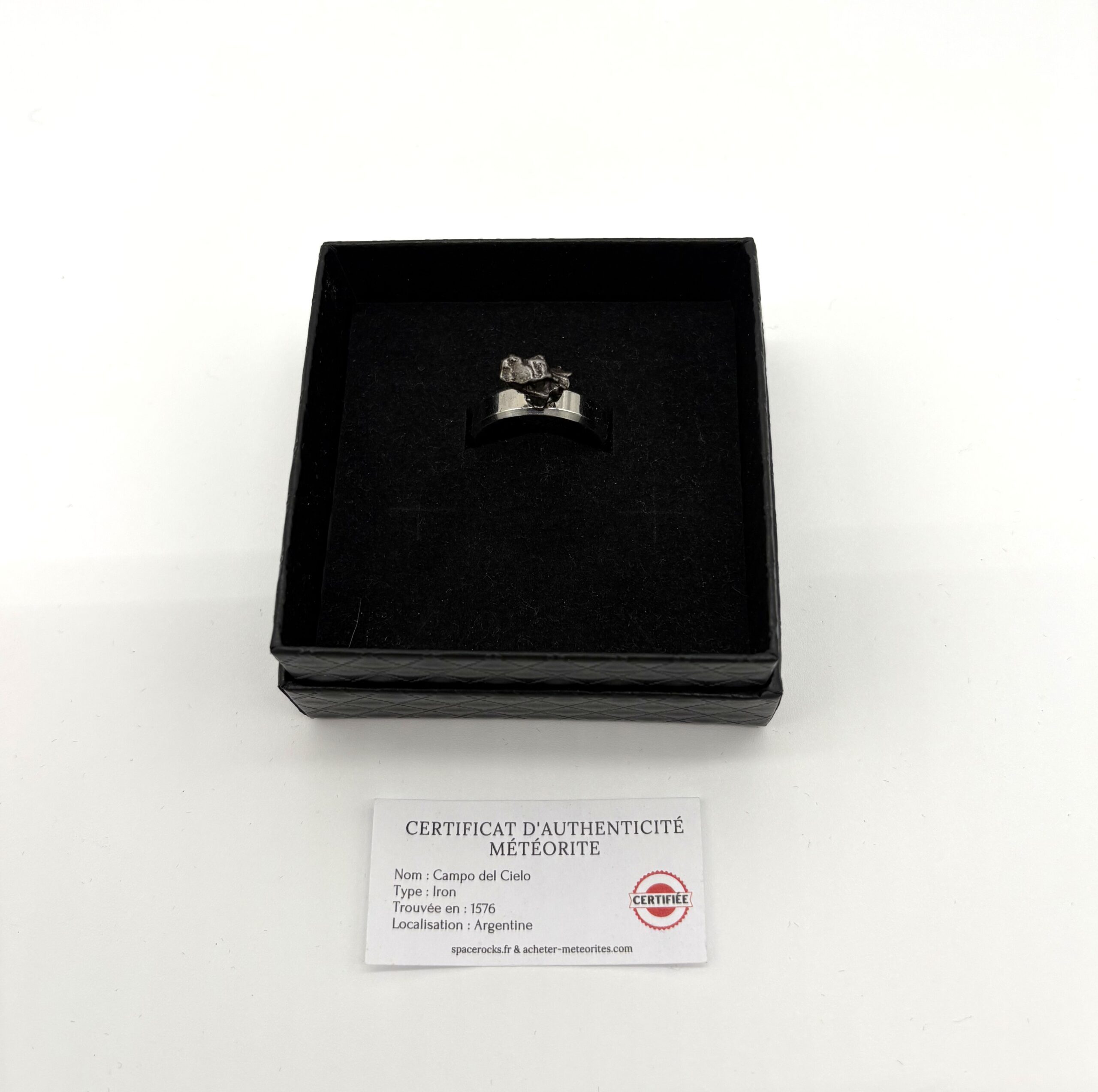 anillo de meteorito ferroso