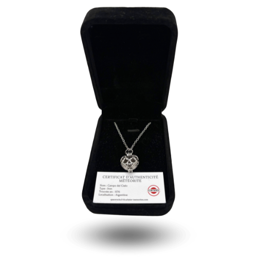 collar de plata corazón de meteorito campo del cielo