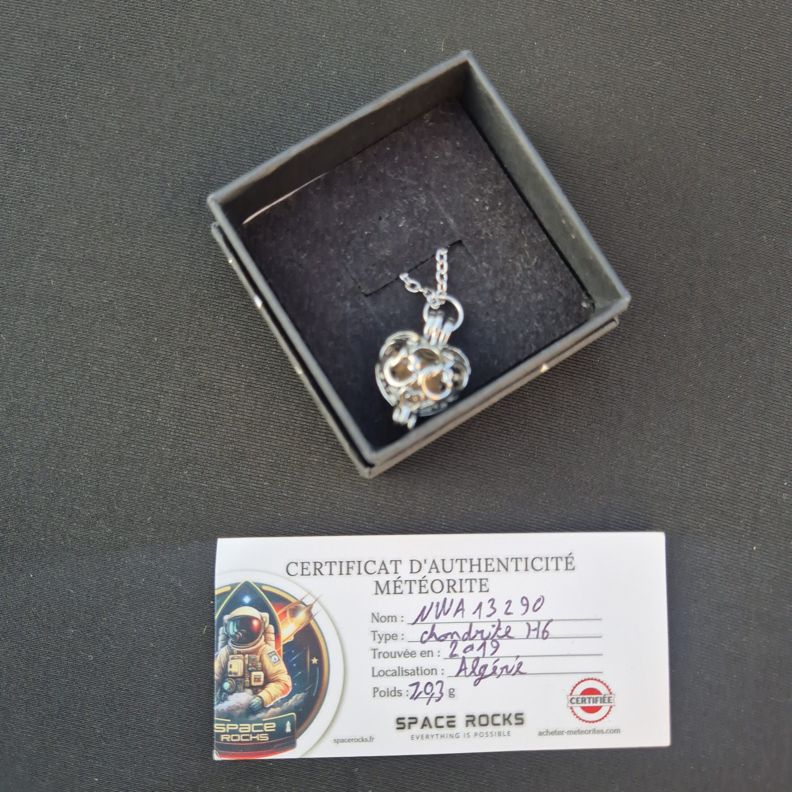 collar de meteorito de plata