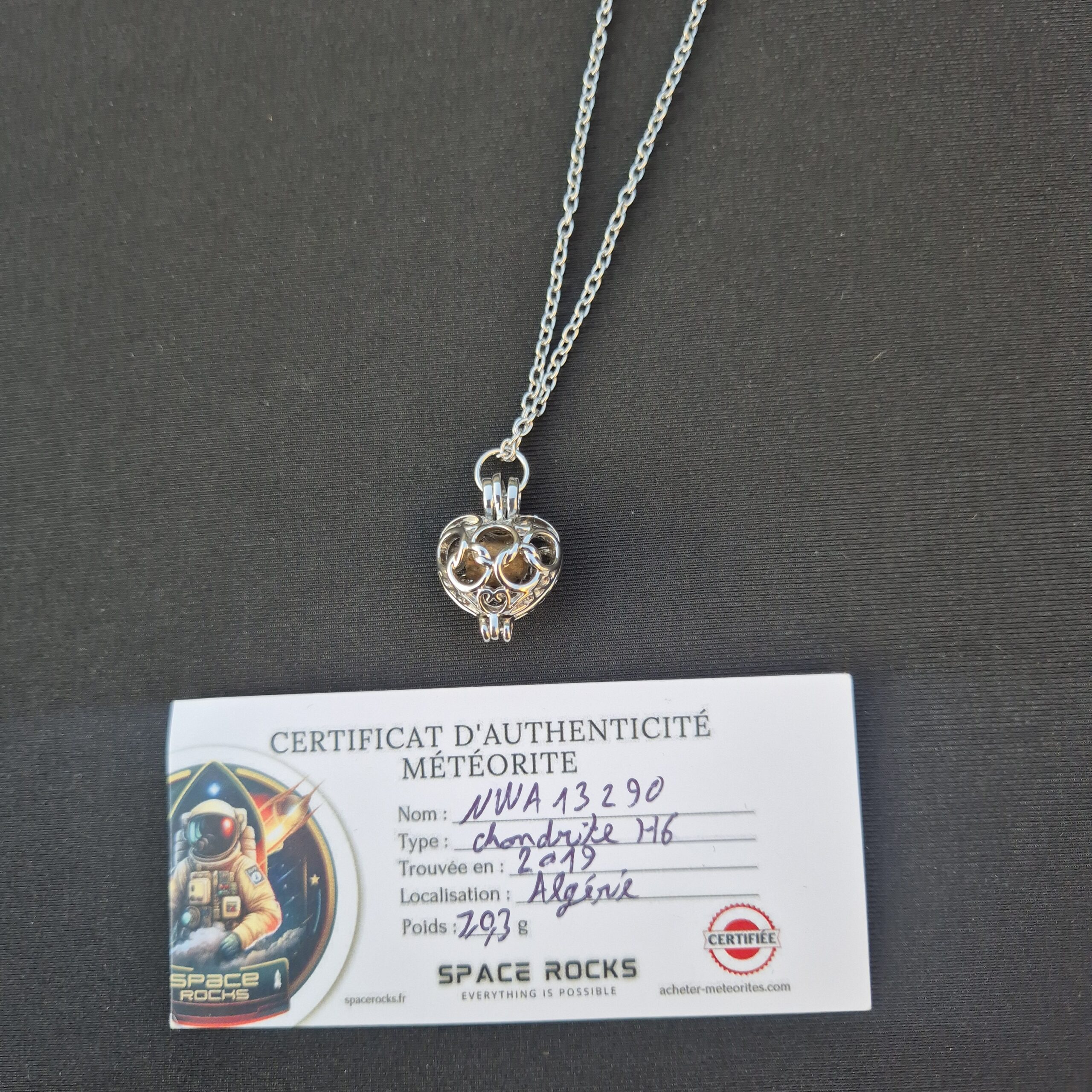 collar de meteorito de plata