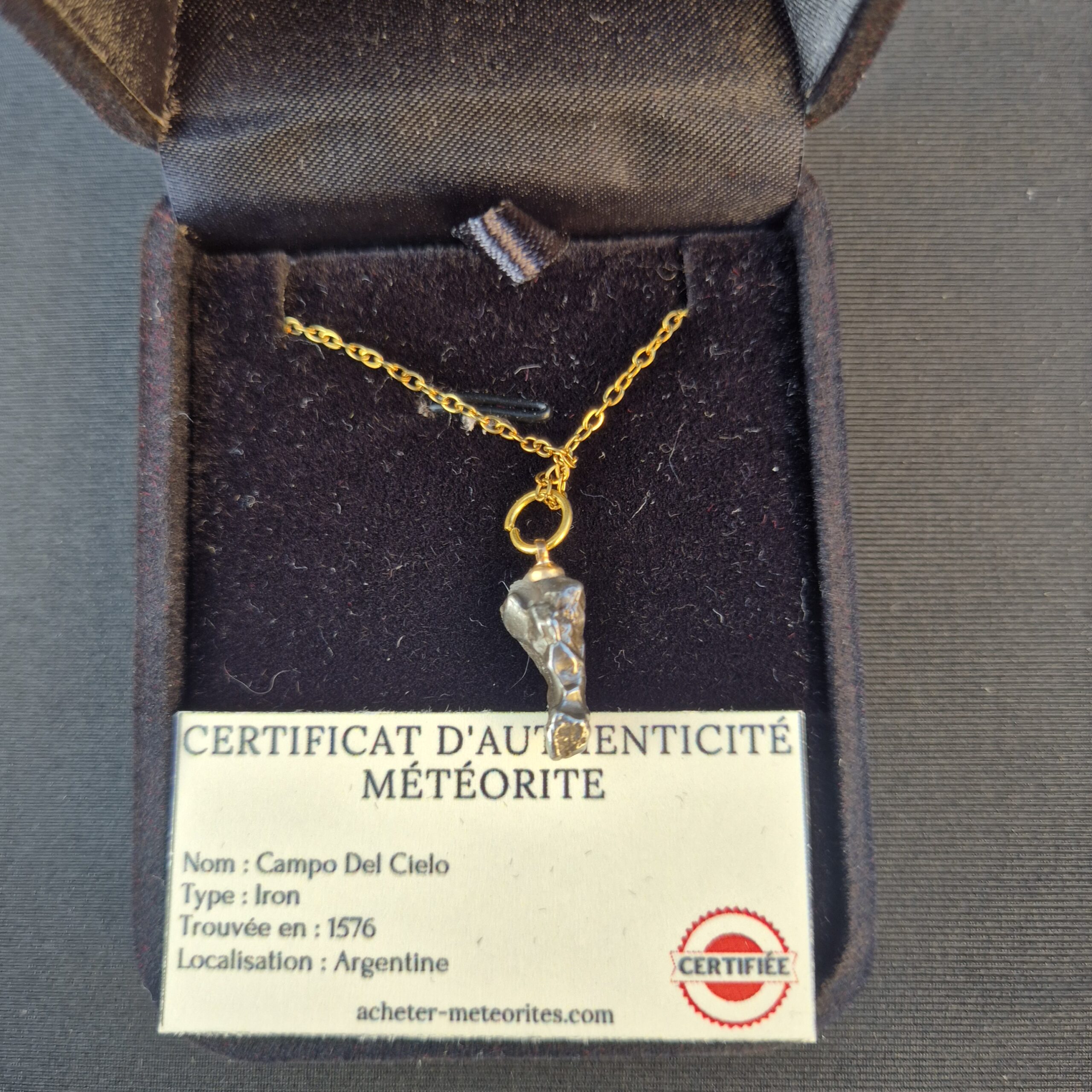 Colgante de gemas de oro natural Campo del Cielo